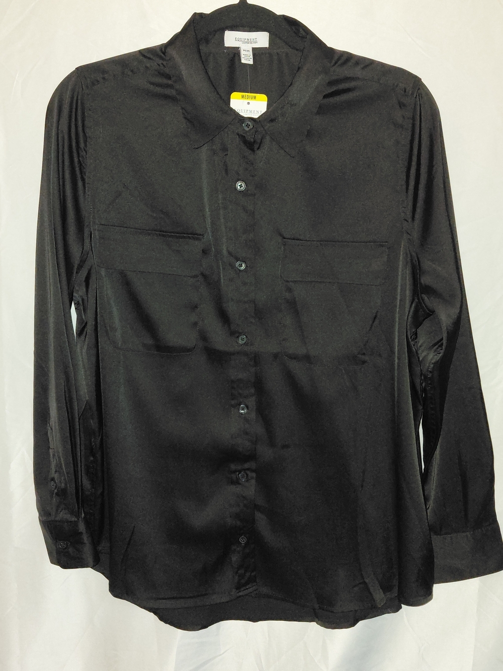 Equipment Black Satin Button-Down Shirt #2305